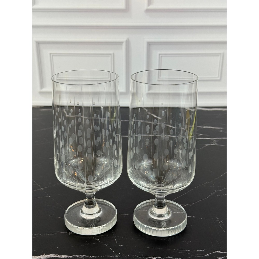 VTG PAIR (2) Rosenthal 2500-1 Variation Cut Dots & Lines 6 1/4" Water Glass RARE